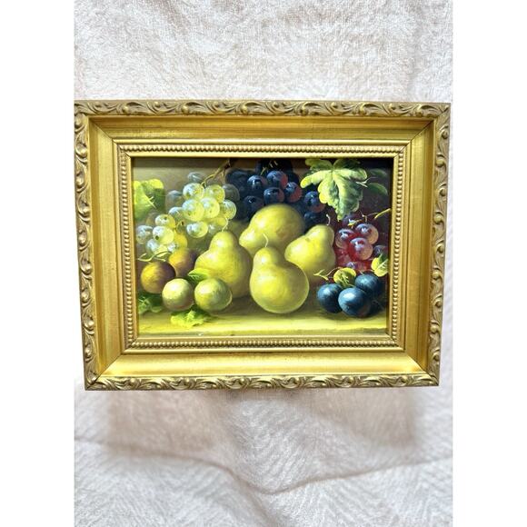 Original Mid-Century Italian Still Life Oil Painting Pears & Grapes R Ricci - Picture 2 of 13